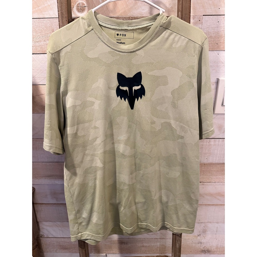 Fox Racing Ranger MTB Jersey Mens Medium Green Camo Short Sleeve TruDri Logo